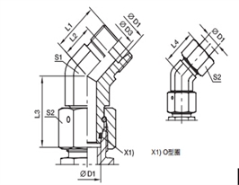 EV 45度組合接頭、PARKER卡套接頭、PARKER接頭